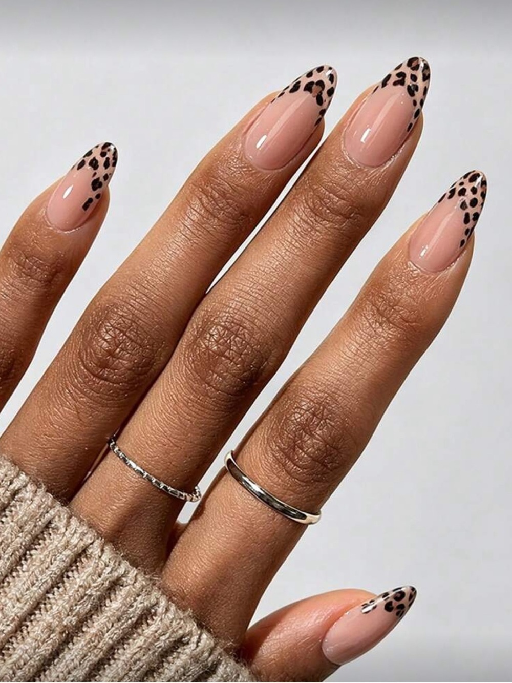 Nude Leopard Tip Press On Nails